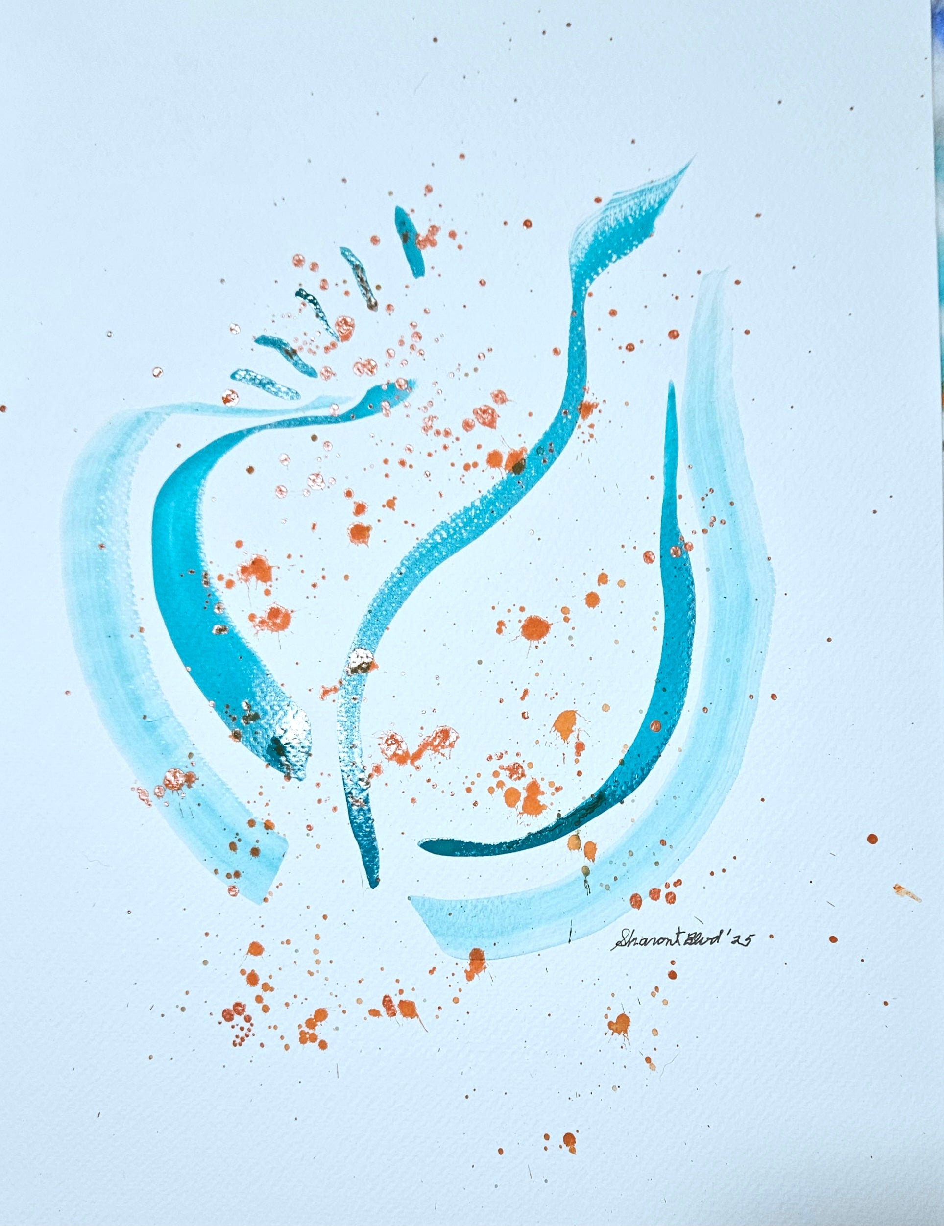 Abstract watercolor teal colors