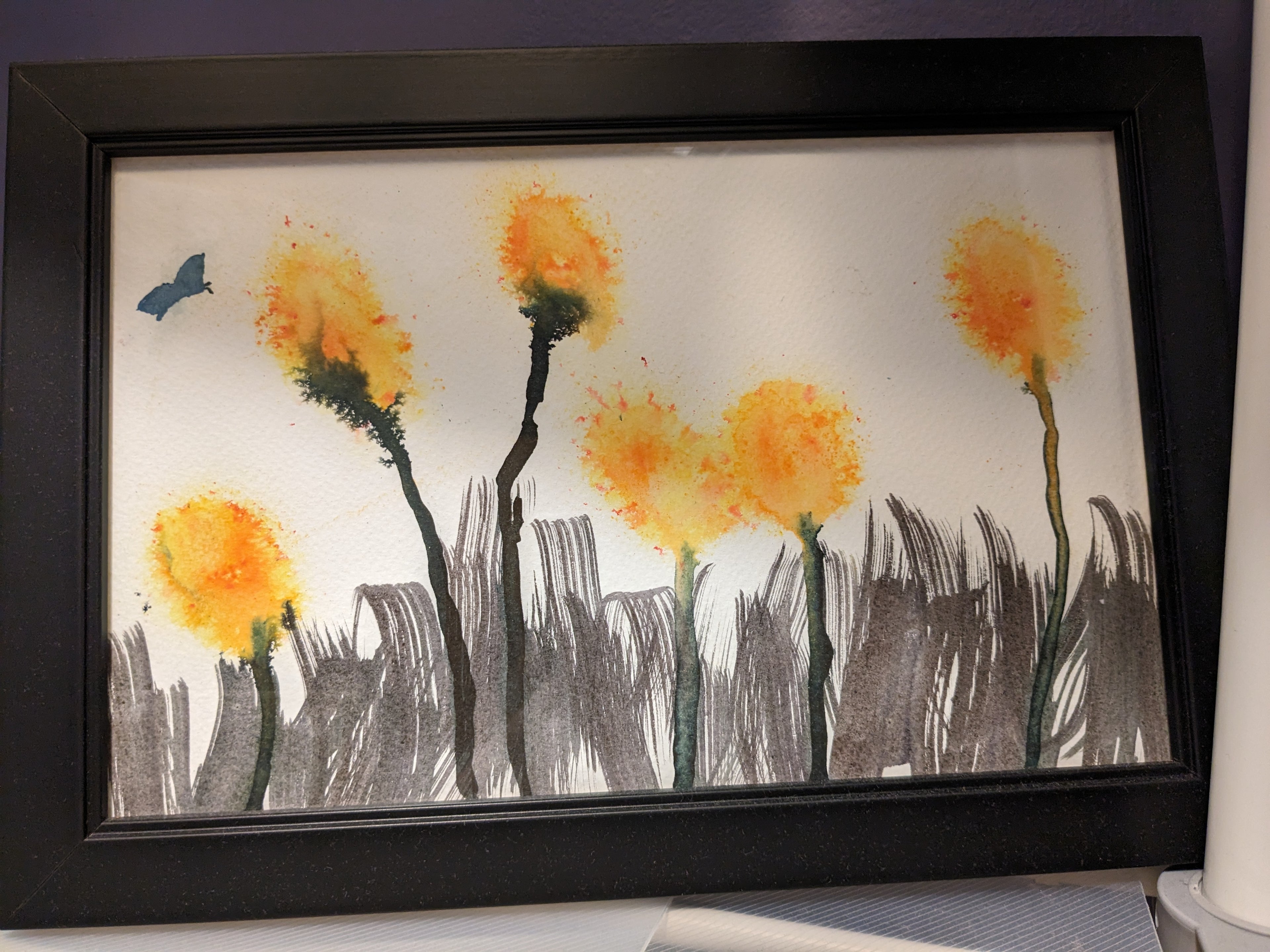 Yellow dandelion Brusho watercolor flowers